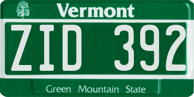 VT license plate ZID392