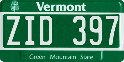 VT license plate ZID397