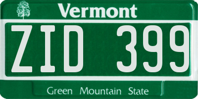 VT license plate ZID399
