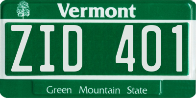 VT license plate ZID401