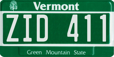 VT license plate ZID411