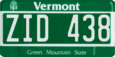 VT license plate ZID438