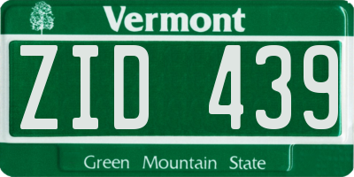 VT license plate ZID439