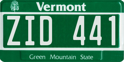 VT license plate ZID441