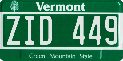 VT license plate ZID449