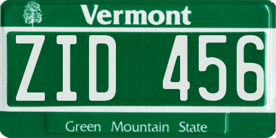 VT license plate ZID456