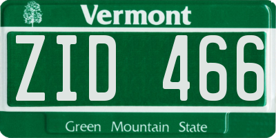 VT license plate ZID466