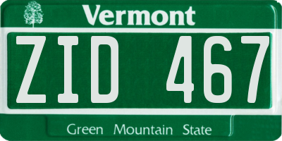 VT license plate ZID467