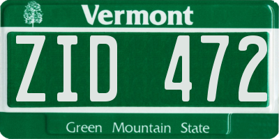 VT license plate ZID472