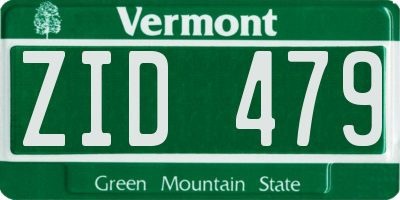 VT license plate ZID479