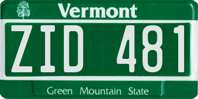 VT license plate ZID481