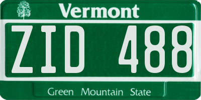 VT license plate ZID488