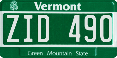 VT license plate ZID490