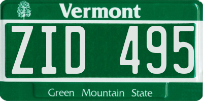 VT license plate ZID495