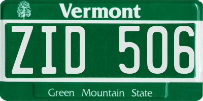 VT license plate ZID506