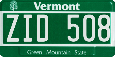 VT license plate ZID508