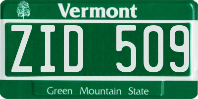 VT license plate ZID509