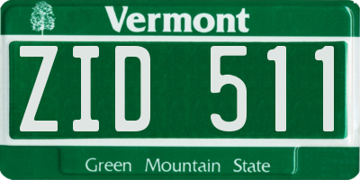 VT license plate ZID511