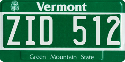 VT license plate ZID512