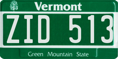 VT license plate ZID513