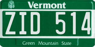 VT license plate ZID514