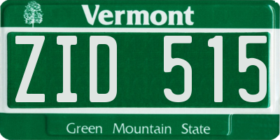 VT license plate ZID515