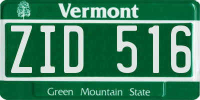 VT license plate ZID516