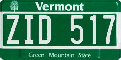 VT license plate ZID517