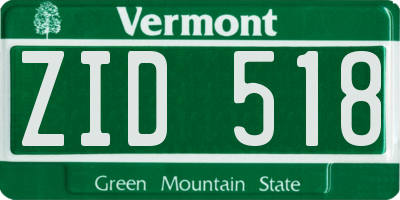 VT license plate ZID518