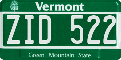 VT license plate ZID522