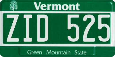 VT license plate ZID525