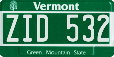 VT license plate ZID532