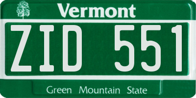 VT license plate ZID551