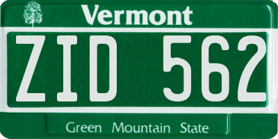VT license plate ZID562