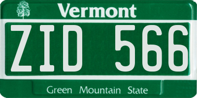VT license plate ZID566