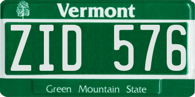 VT license plate ZID576