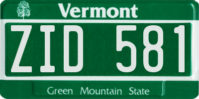 VT license plate ZID581
