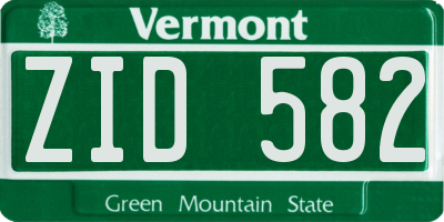 VT license plate ZID582