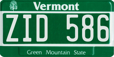 VT license plate ZID586
