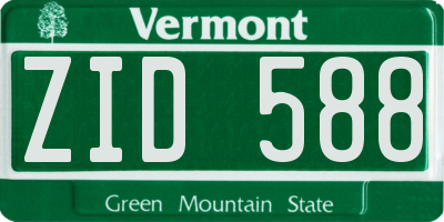 VT license plate ZID588