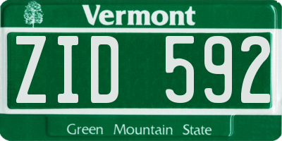 VT license plate ZID592