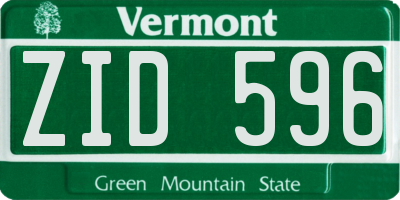 VT license plate ZID596