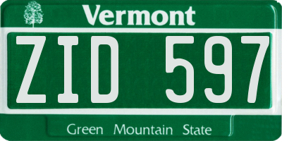 VT license plate ZID597