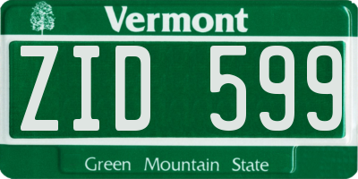 VT license plate ZID599