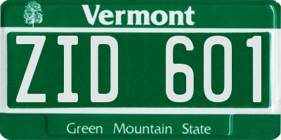 VT license plate ZID601