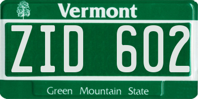 VT license plate ZID602