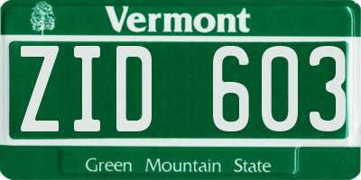VT license plate ZID603