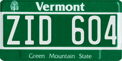VT license plate ZID604