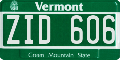 VT license plate ZID606