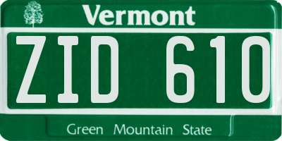 VT license plate ZID610